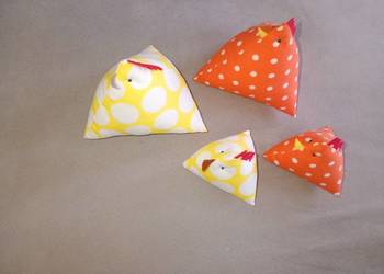 kura kokoszka maskotka zestaw wielkanocny 2x żółta 2x pomarańczowa