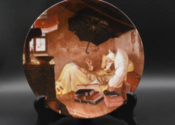 Talerz przedstawiający obraz Carla Spitzwega zatytułowany „Biedny poeta”