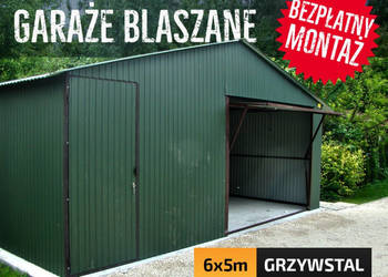 Garaż Blaszany 6x5m - ZIELONY - garaże blaszane, wiaty - GrzywStal A7v2