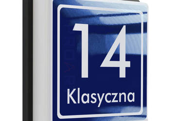 Nowoczesny PODŚWIETLANY numer domu LED czujnik zmierzchu K+