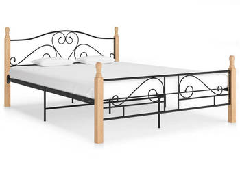 Łóżko Metalowe Czarne Rama Łóżka Ze Stelażem 140 x 200 cm WM-324942