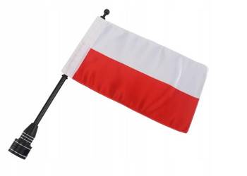 Maszt motocyklowy czarny z flagą Polski