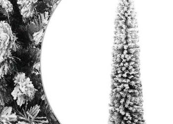 Smukła, sztuczna choinka, zielona, ośnieżona,240 cm, PVC（320956）