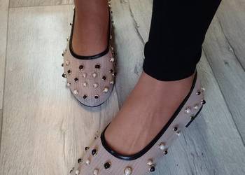 (40( Bogato zdobione perłami baleriny wieczorowe, NOWE