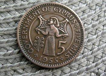 Cypr Brytyjski 5 Mils 1955r