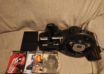 Zestaw Konsola Sony Ps2 slim + kierownica + 2 pady i gry