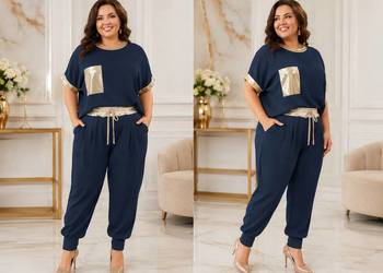 DRES Komplet damski bluzka + spodnie Masełko biust 136cm