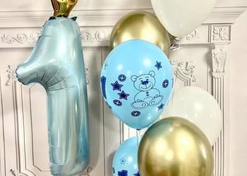 balony na roczek, balony z helem na roczek -ścianka do zdjęć