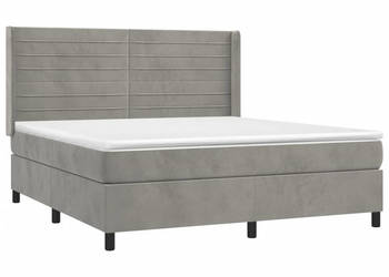 Łóżko kontynentalne z materacem i LED szare aksamit 160x200cm WM-3139631