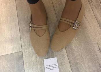 (40) Asos Design/ Beżowe baleriny z zapięciem z Londynu, Nowe