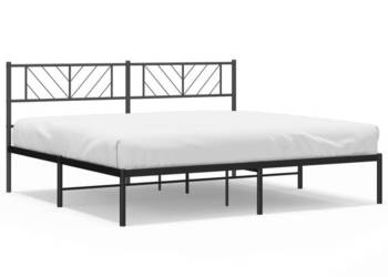 Łóżko Metalowe Czarne Rama Łóżka Ze Stelażem 183x213 cm WM-372184