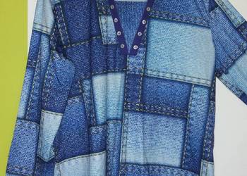 XL(50) Nowa wygodna bluzka w niebieskiej tonacji