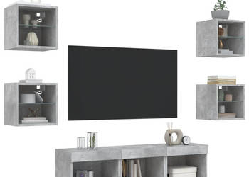 7-częściowy zestaw mebli TV z LED szarość betonu WM-3216586