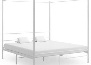 Rama łóżka z baldachimem biała metalowa 200 x 200 cm WM-325070