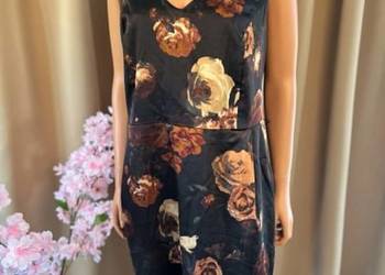 H&M sukienka w kwiaty midi oversize plus size 48 4XL czarna elegancka