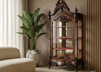 ANTYK WITRYNA orzechowa SERWANTKA BIEDERMEIER ok. 1820 r. unikatowe lustra