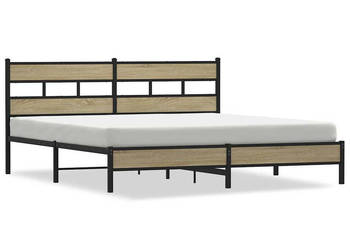 Łóżko Czarne Metalowe Rama Łóżka Metalowa Ze Stelażem 200x200 cm WM-3308498