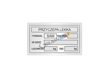 Tabliczka znamionowa do przyczepy lekkiej SAM