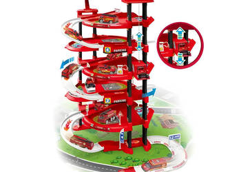 Garaż samochodowy XXL straż pożarna 5 poziomów + mata z miastem 82 elementy