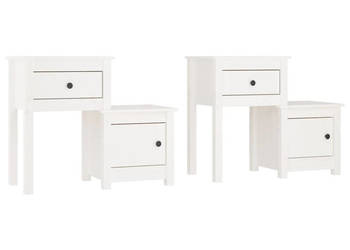Szafki nocne 2 szt białe 795x38x655 cm lite drewno sosnowe WM-814542