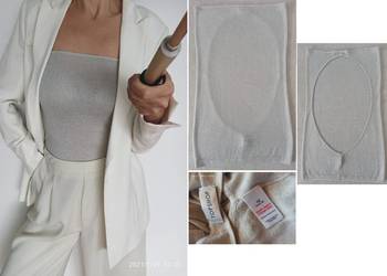 Szary posrebrzany top z odkrytymi plecami Topshop r. M-L