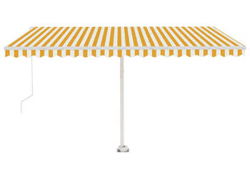 Ręcznie zwijana markiza z LED 400 x 350 cm żółto-biała WM-3069623