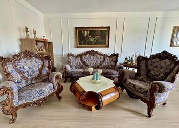 Luksusowy komplet mebli Ludwik / rokoko sofa + 2 fotele