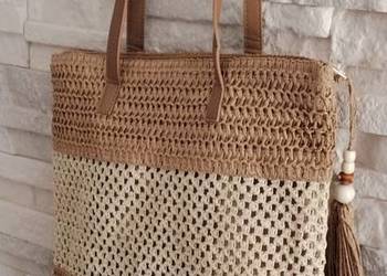 Torba plażowa beżowa cappuccino 30 cm szer/38 cm wys