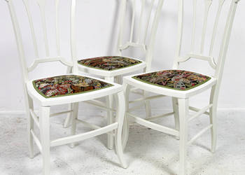 Trzy Białe Krzesła Secesja Jungendstil Antyki Stare Do Ogrodu Zimowego