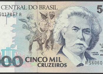 BRAZYLIA 5000 cruzeiros 1993 - STAN BANKOWY UNC