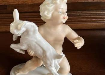 Figurka Putto z koziołkiem. Heinz Schaubach. 1940- 1953r.