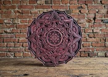 Mandala z drewna panel ścienny 3D obraz boho loft 40cm