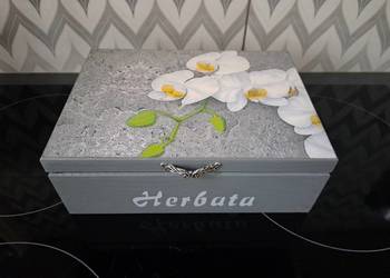Herbaciarka orchidea szary grafit decoupage