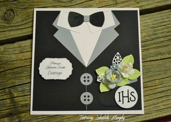 Kartka komunijna dla chłopca garnitur Kartka komunijna dla chłopca garnitur