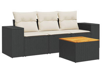 4-cz. zestaw wypoczynkowy do ogrodu poduszki czarny rattan PE WM-3257645
