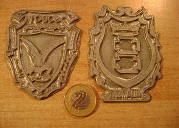 Starocie z PRL - Gdańsk i Sopot = Zestaw 2 matryce herbowe z aluminium