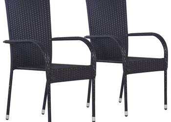 Sztaplowane krzesła ogrodowe, 2 szt., polirattan, czarne(SKU:44238)