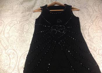 Efektowna Czarna Mini Sukienka Damska rozm S Czarne Kamienie