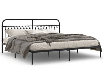 Łóżko Metalowe Czarne Rama Łóżka Ze Stelażem 193x203 cm WM-376606