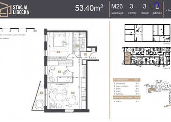 Mieszkanie Katowice Ligocka 53.4m2 3-pok