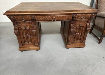 Antyczne dębowe biurko gabinetowe 150cm