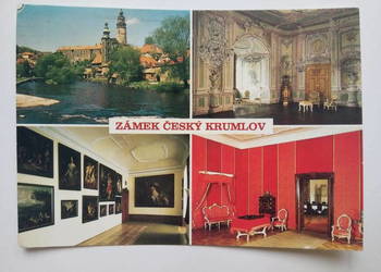 Pocztówka Zamek Česky Krumlow 1990r. + Znaczek