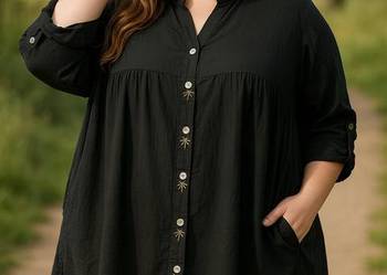 Elegancka koszula damska bawełna czana BOHO roz. 46/48 biust 144cm