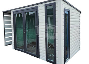Schowek domek ogrodowy 3,5x2 m + wiata 1x3 m drzwi PCV 2x okno  GP748
