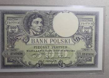 RARYTAS !!! 500 ZŁOTYCH 1919 UNC