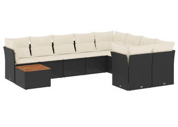 10-cz. zestaw wypoczynkowy do ogrodu poduszki czarny rattan PE WM-3256154