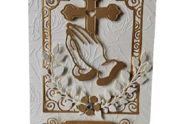 Zaproszenia Komunia Uniwersalne  Ręce Z Krzyżem – B6 – Ecri - Złoto