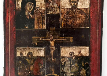 Ikona czteropolowa, Jezus Chrystus Ukrzyżowany, 0399 Ikona czteropolowa, Jezus Chrystus Ukrzyżowany, 0399