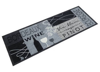 Dywanik kuchenny z motywem wina szary 45x150 cm aksamitny WM-4005599