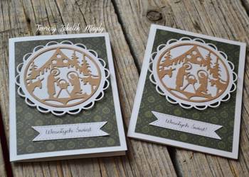 Kartka świąteczna na Boże Narodzenie szopka ręcznie robiona